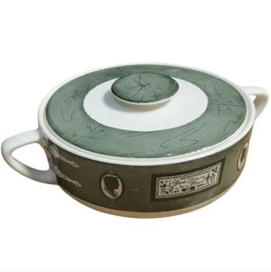 Vintage Royal China Colonial Homestead Green Round Covered Vegetable Bowl